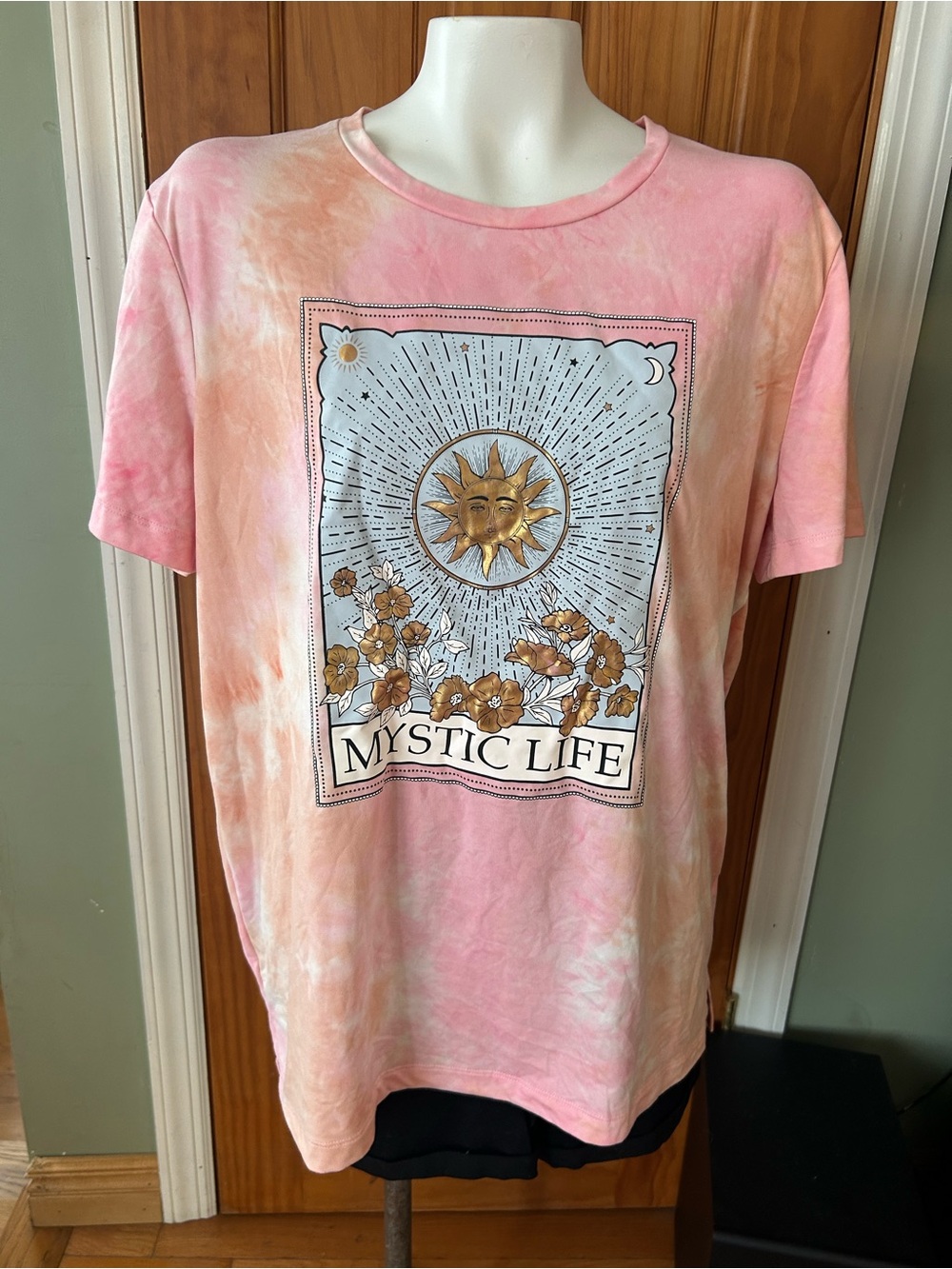 Charlotte Russe Pink & Peach Tie-Dye 'Mystic Life' Graphic Tee